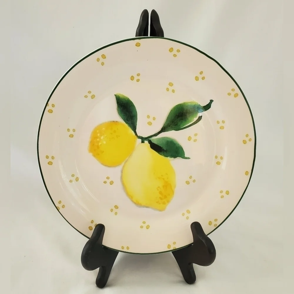 Vintage NOS Deadstock Pier 1 Ironstone 9.75 Inch Plate With Lemon Design